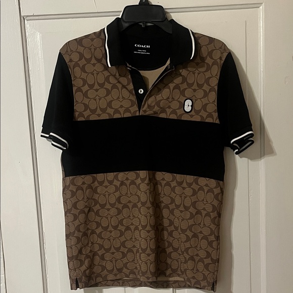 Coach Other - Coach Signature Men's Polo Shirt with Brown and Black Design 100% cotton